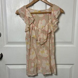 Anthropologie Leifsdottir 100% Silk blouse floral sleeveless blouse Size 0